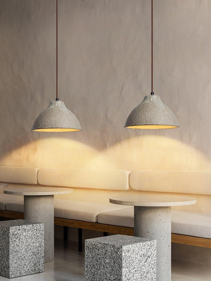 Retro Ceramic Pendant Light with Rustic Wabi-Sabi Finish