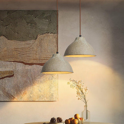 Retro Ceramic Pendant Light with Rustic Wabi-Sabi Finish