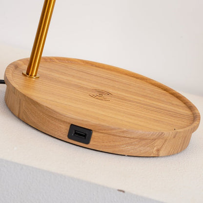Retro Mahogany Table Lamp with Brass Accent