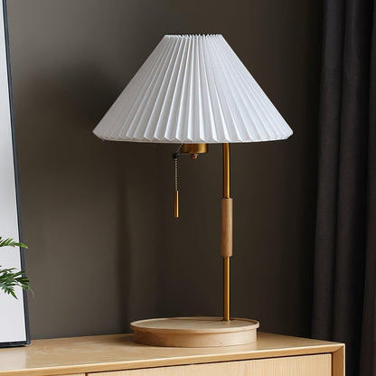 Retro Mahogany Table Lamp with Brass Accent