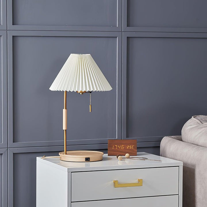 Retro Mahogany Table Lamp with Brass Accent