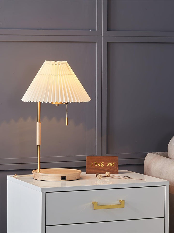 Retro Mahogany Table Lamp with Brass Accent