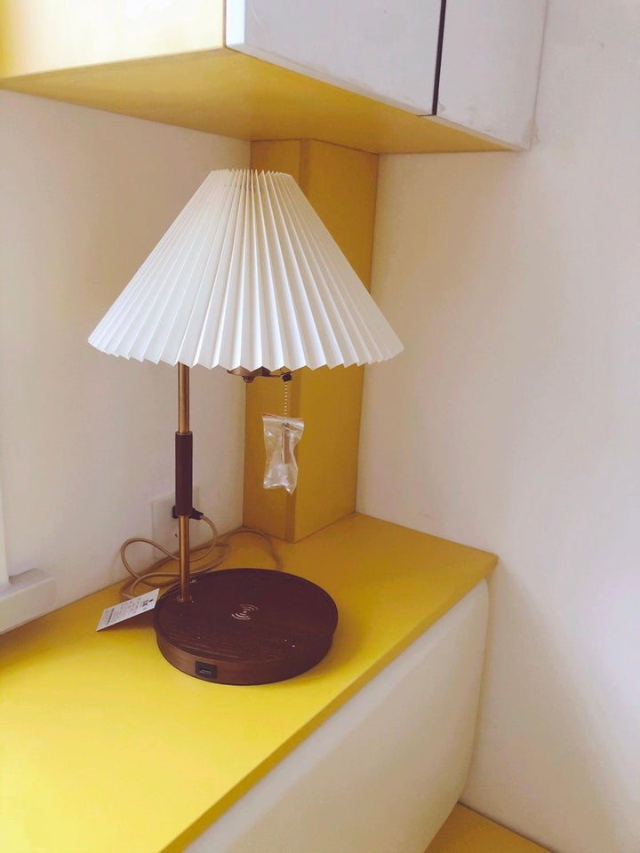 Retro Mahogany Table Lamp with Brass Accent