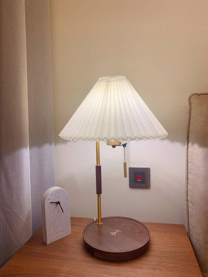 Retro Mahogany Table Lamp with Brass Accent