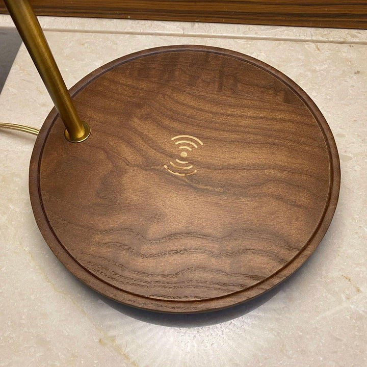 Retro Mahogany Table Lamp with Brass Accent