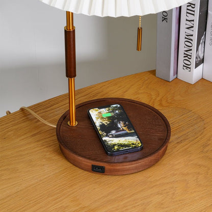 Retro Mahogany Table Lamp with Brass Accent