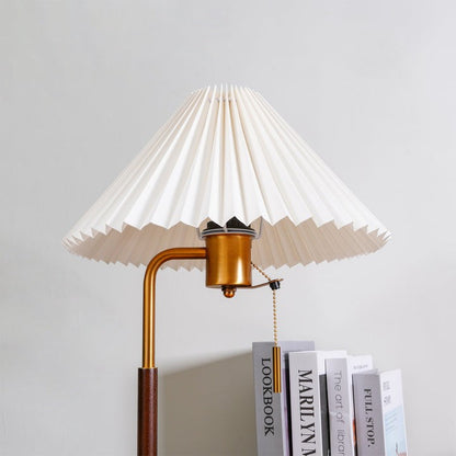 Retro Mahogany Table Lamp with Brass Accent