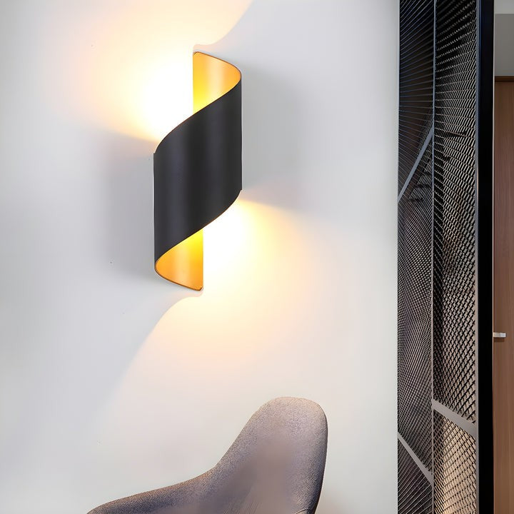 Ribbon-Style Dual LED Wall Sconce in Black and Gold