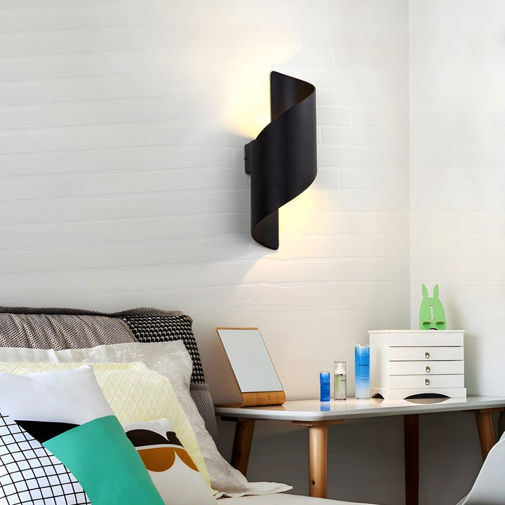 Ribbon-Style Dual LED Wall Sconce in Black and Gold