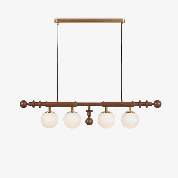 Roman Column LED Chandelier with Walnut Wood & Glass
