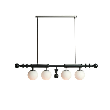 Roman Column LED Chandelier with Walnut Wood & Glass