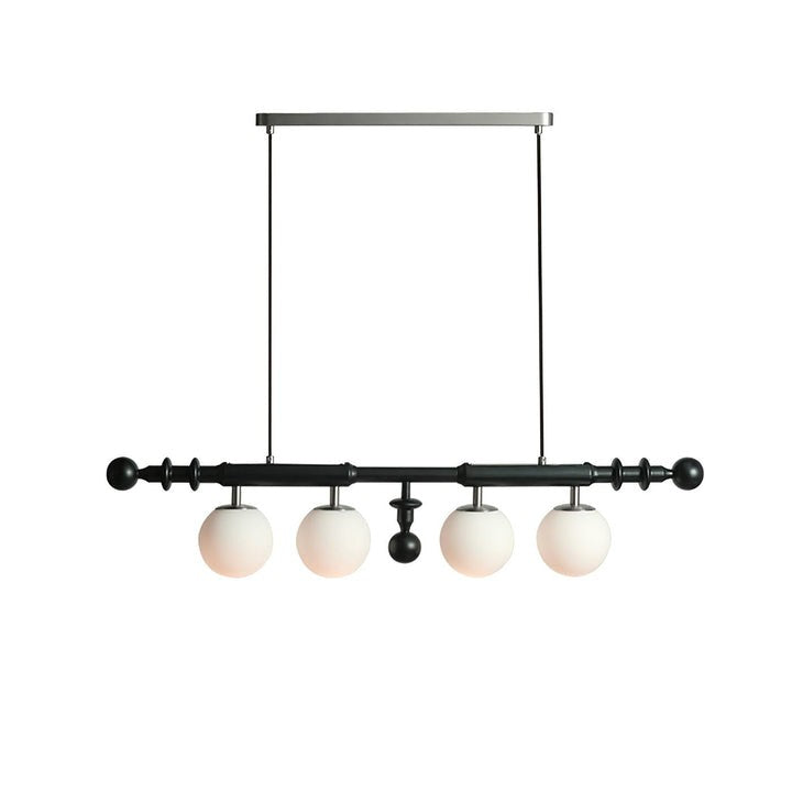 Roman Column LED Chandelier with Walnut Wood & Glass