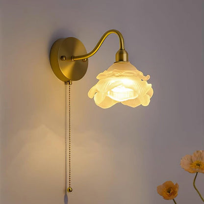 Rose-Inspired Brass Wall Sconce