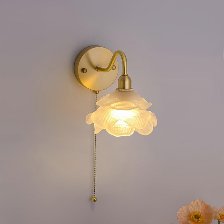 Rose-Inspired Brass Wall Sconce