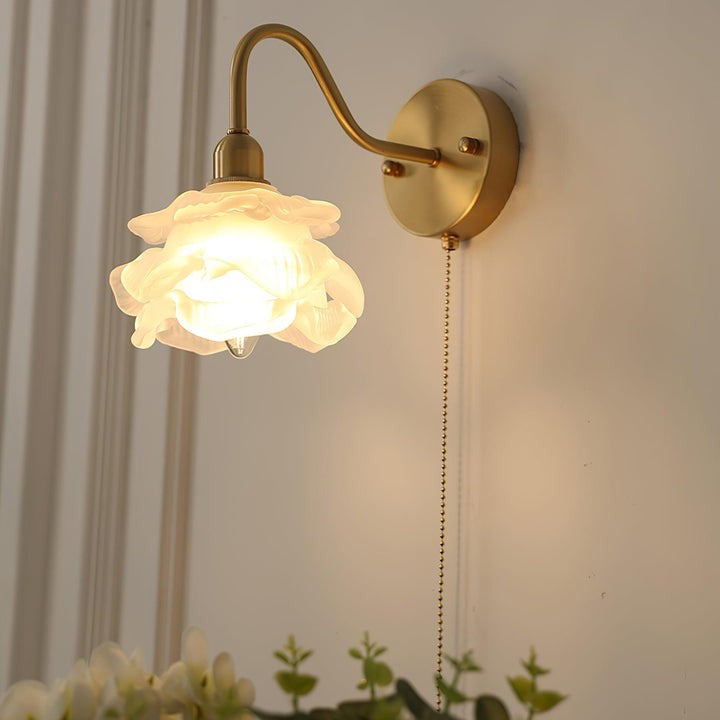 Rose-Inspired Brass Wall Sconce