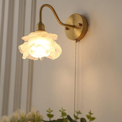 Rose-Inspired Brass Wall Sconce