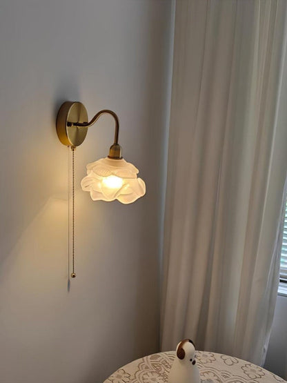 Rose-Inspired Brass Wall Sconce