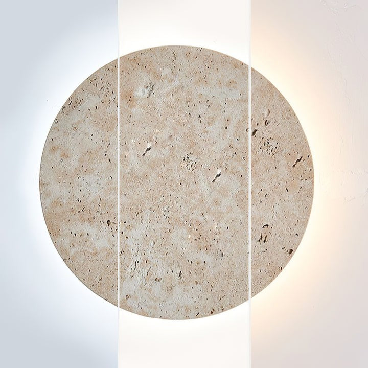 Round Travertine LED Wall Sconce