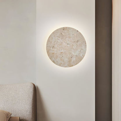 Round Travertine LED Wall Sconce