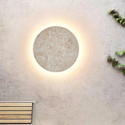 Round Travertine LED Wall Sconce