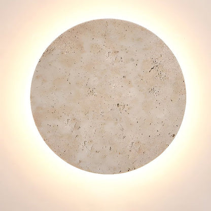 Round Travertine LED Wall Sconce