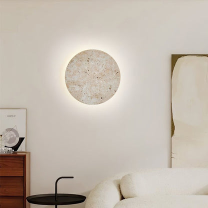Round Travertine LED Wall Sconce