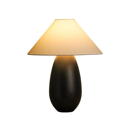 Rustic Wood Table Lamp with Soft Fabric Shade
