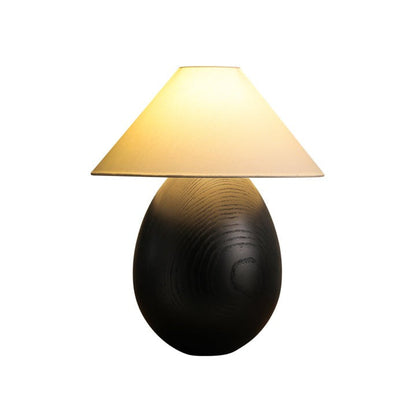 Rustic Wood Table Lamp with Soft Fabric Shade