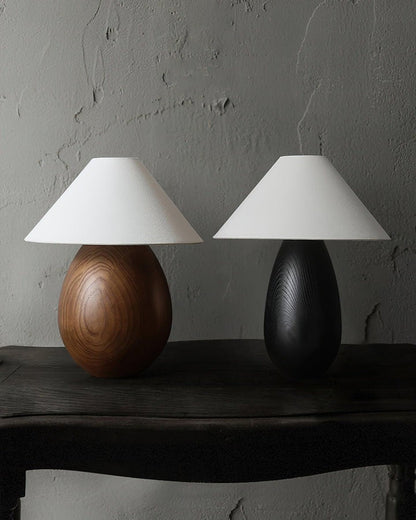 Rustic Wood Table Lamp with Soft Fabric Shade
