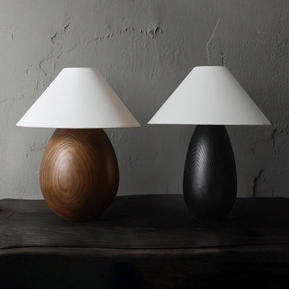 Rustic Wood Table Lamp with Soft Fabric Shade