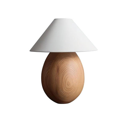 Rustic Wood Table Lamp with Soft Fabric Shade