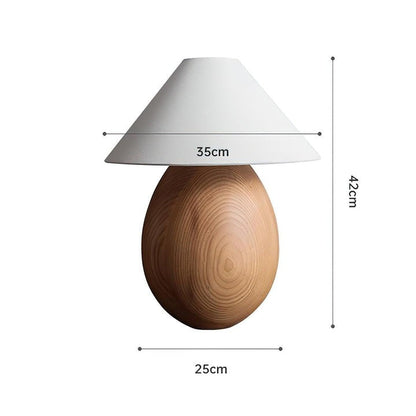 Rustic Wood Table Lamp with Soft Fabric Shade