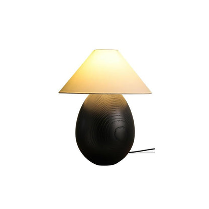 Rustic Wood Table Lamp with Soft Fabric Shade