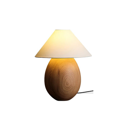 Rustic Wood Table Lamp with Soft Fabric Shade