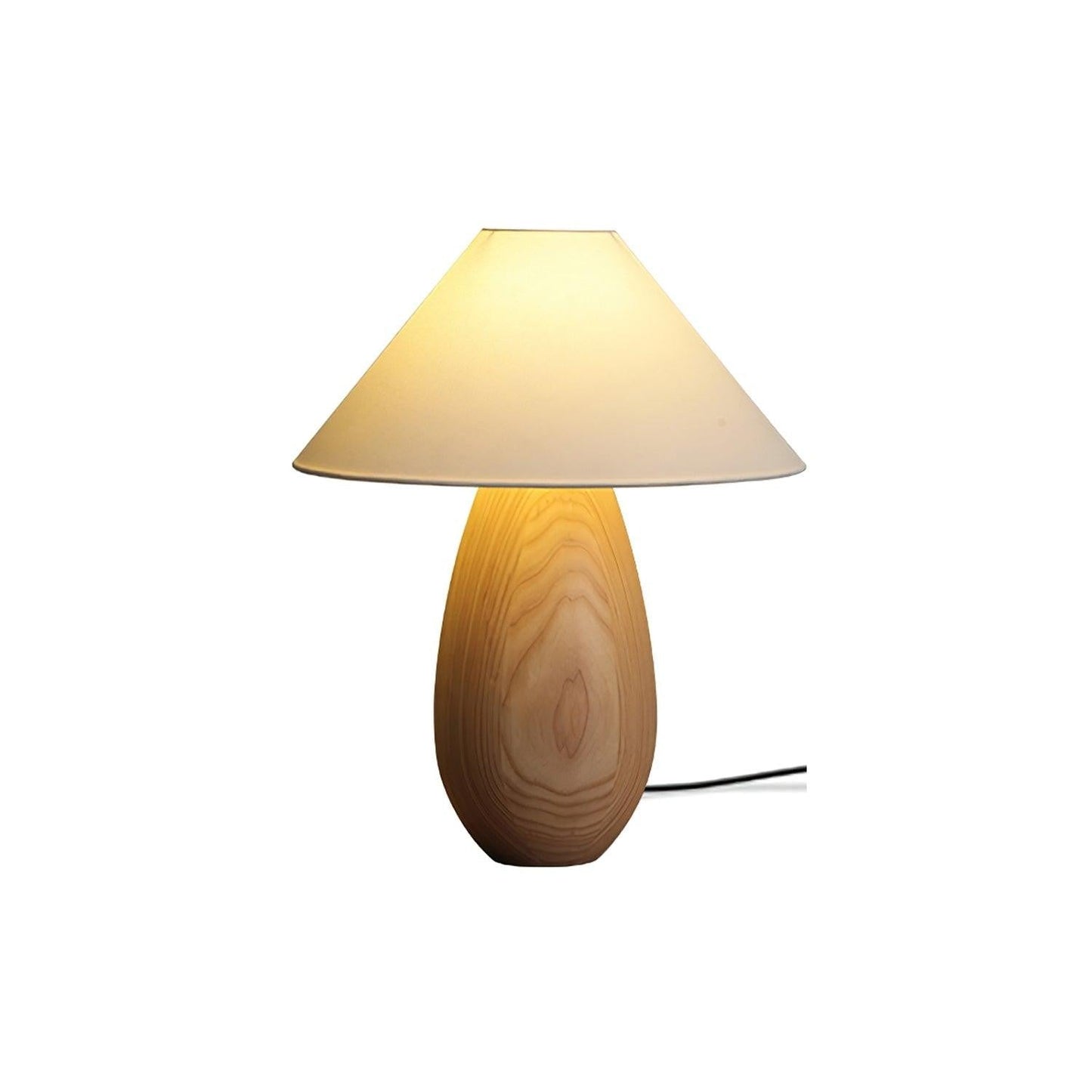 Rustic Wood Table Lamp with Soft Fabric Shade