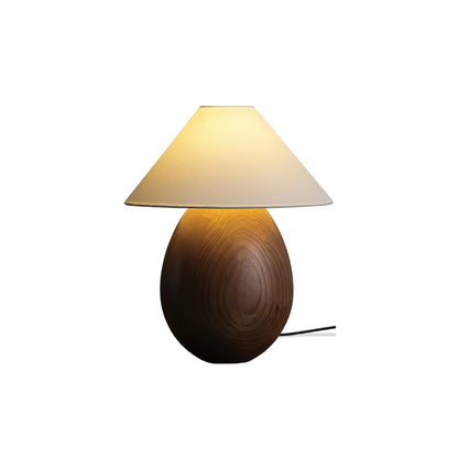 Rustic Wood Table Lamp with Soft Fabric Shade