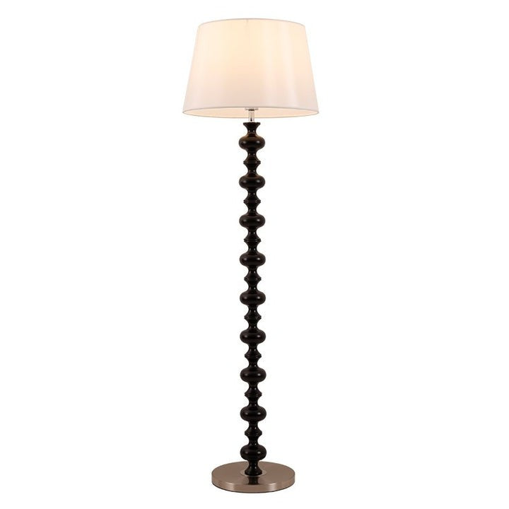 Sculptural Black Base Floor Lamp with Ivory Shade