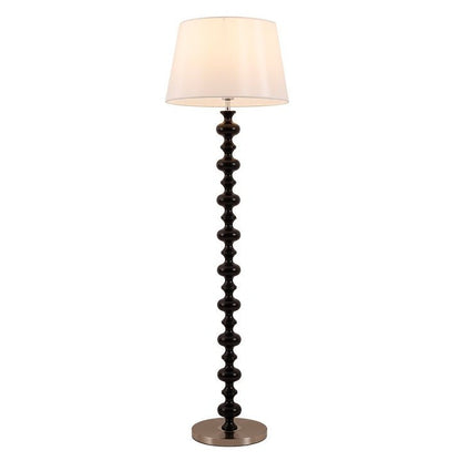 Sculptural Black Base Floor Lamp with Ivory Shade
