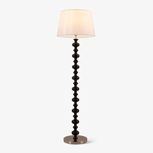 Sculptural Black Base Floor Lamp with Ivory Shade