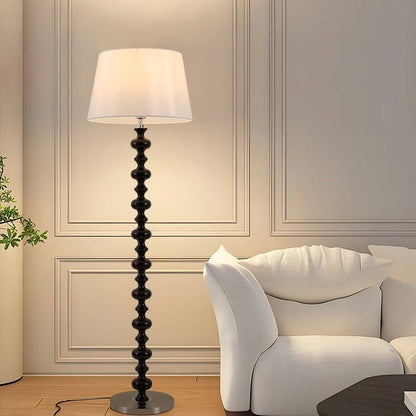 Sculptural Black Base Floor Lamp with Ivory Shade