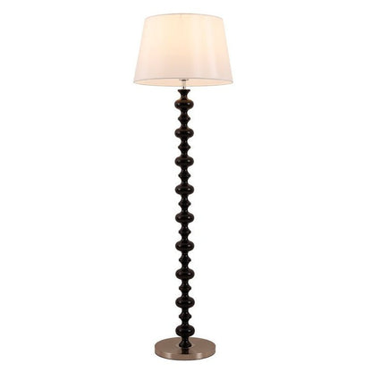 Sculptural Black Base Floor Lamp with Ivory Shade