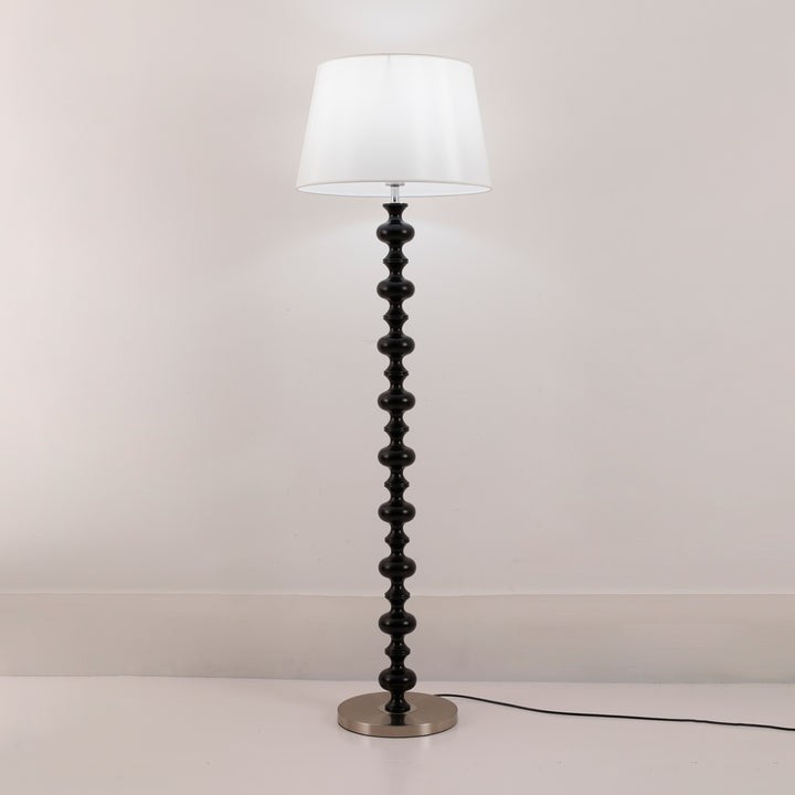 Sculptural Black Base Floor Lamp with Ivory Shade