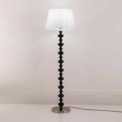 Sculptural Black Base Floor Lamp with Ivory Shade