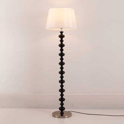 Sculptural Black Base Floor Lamp with Ivory Shade
