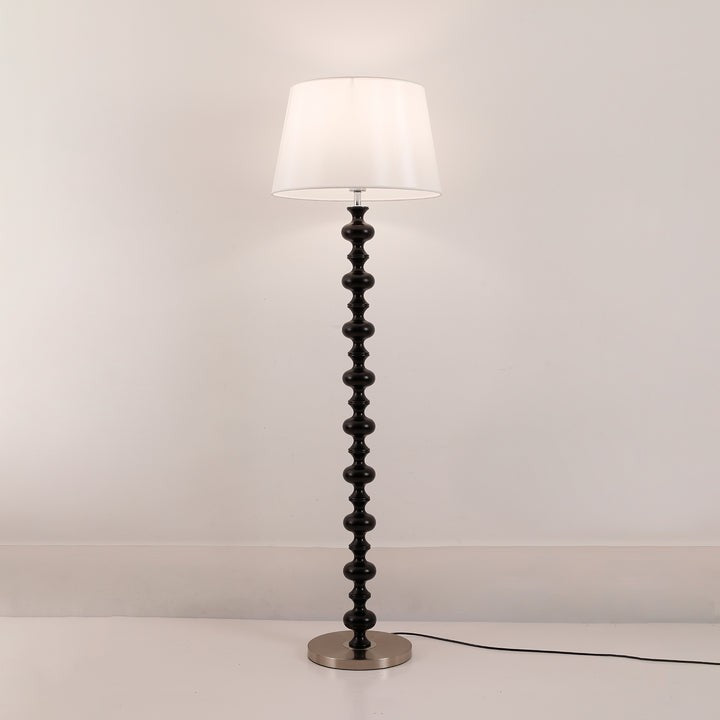 Sculptural Black Base Floor Lamp with Ivory Shade