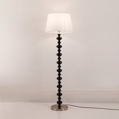 Sculptural Black Base Floor Lamp with Ivory Shade