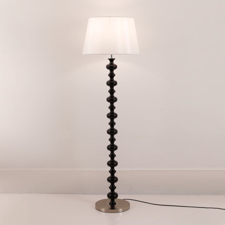 Sculptural Black Base Floor Lamp with Ivory Shade