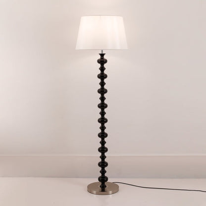 Sculptural Black Base Floor Lamp with Ivory Shade