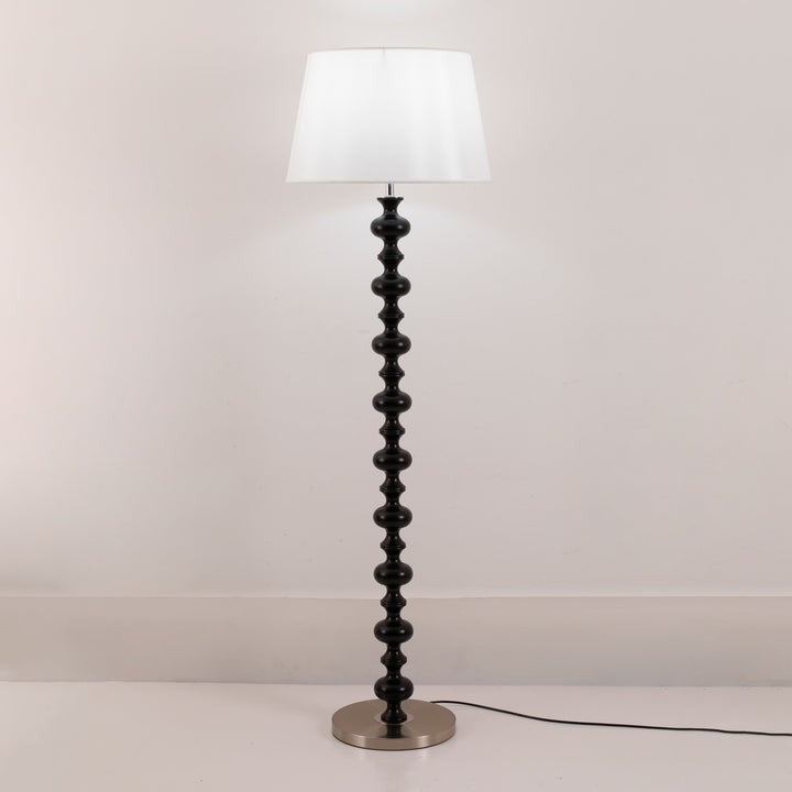 Sculptural Black Base Floor Lamp with Ivory Shade