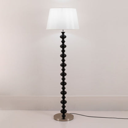 Sculptural Black Base Floor Lamp with Ivory Shade